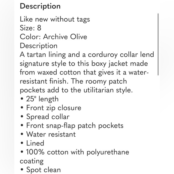 Barbour Croxdale Waxed Cotton Jacket in archive olive size 8 - Picture 7 of 10